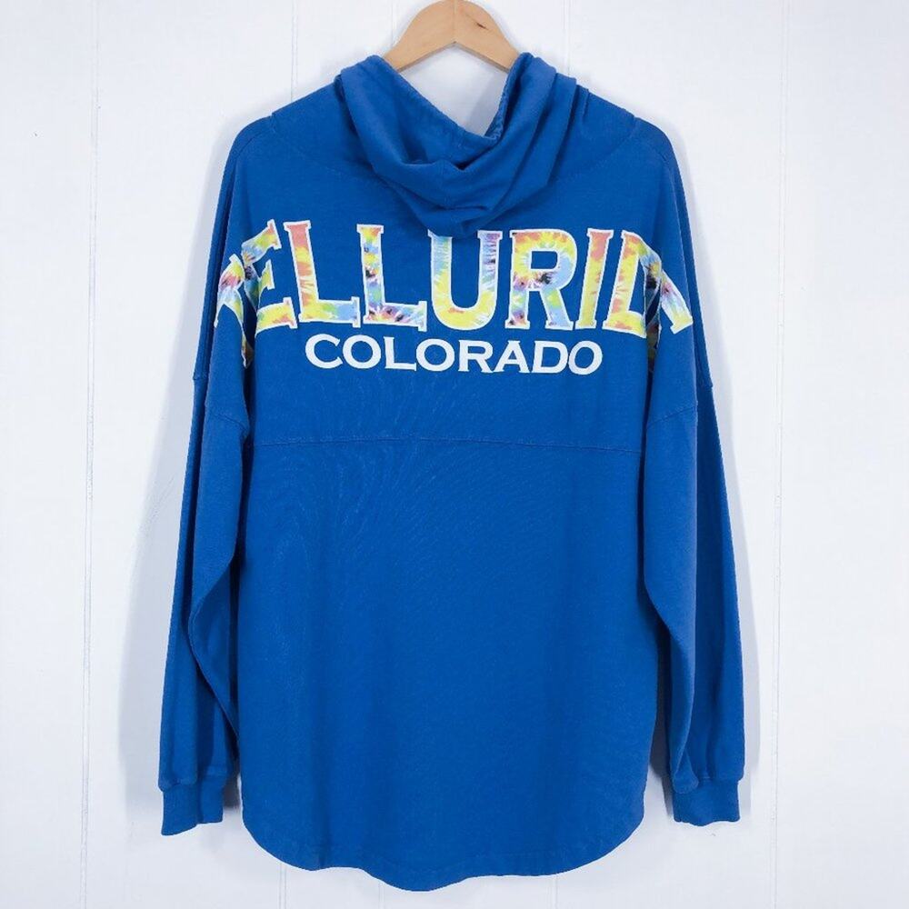 Spirit Jersey Long Sleeve Hoodie T-Shirt  Telluride Colorado Tie Dye Size Small